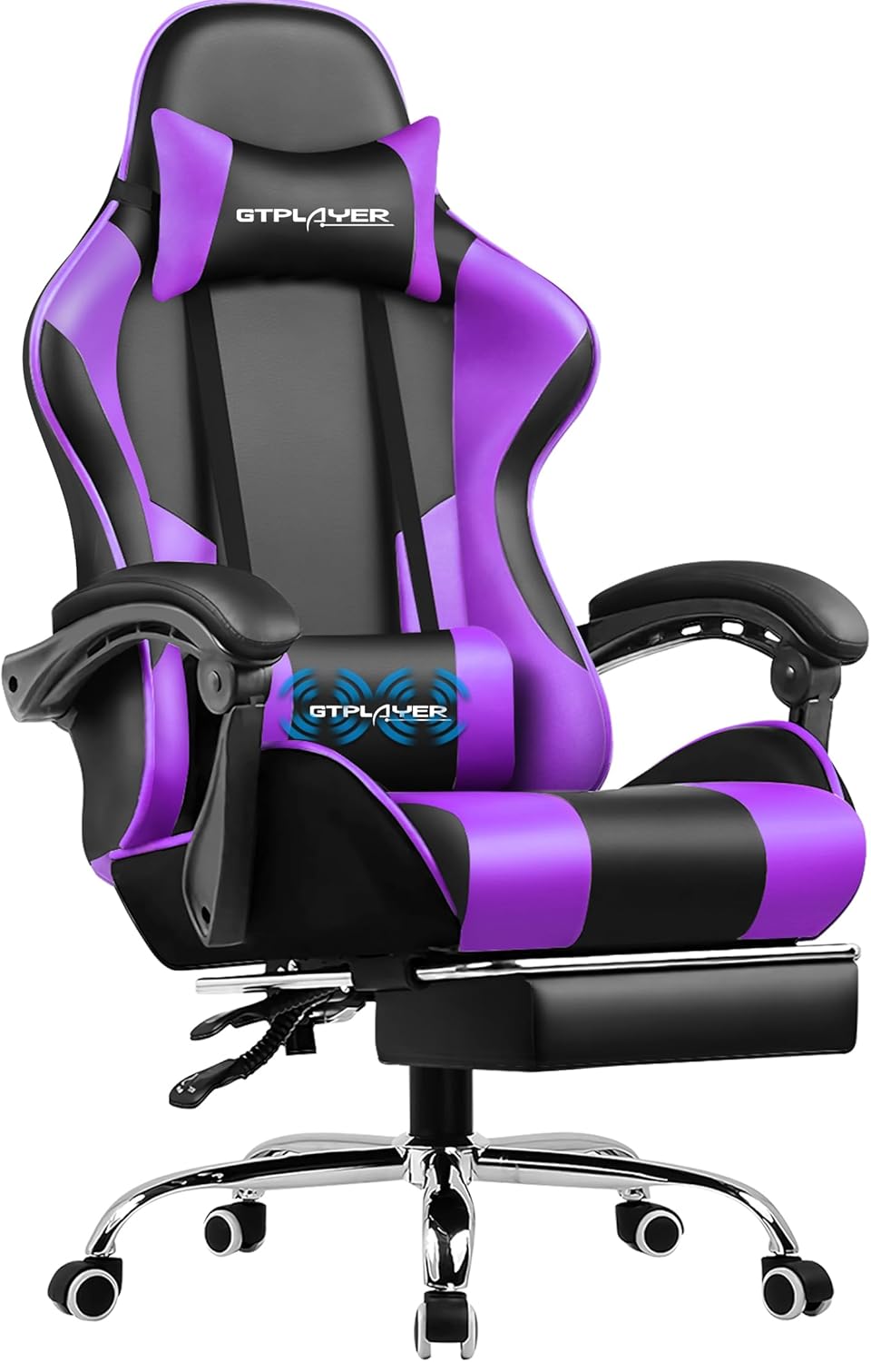 GTPLAYER Gaming Chair,Computer Chair with Footrest and Lumbar Support,Height Adjustable Game Chair with 360??-Swivel Seat and Headrest and for Office or Gaming (White) GTPLAYER Gaming Chair,Computer Chair with Footrest and Lumbar Support,Height Adjustable Game Chair with 360??-Swivel Seat and Headrest and for Office or Gaming (White)
