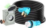 50 Amp 10 Feet Generator Cord and Power Inlet Box Combo Kit NEMA 14-50P Male to SS2-50R STW 6/3+8/1 AWG 125/250V Twist Locking with Inlet Box for Generator to House